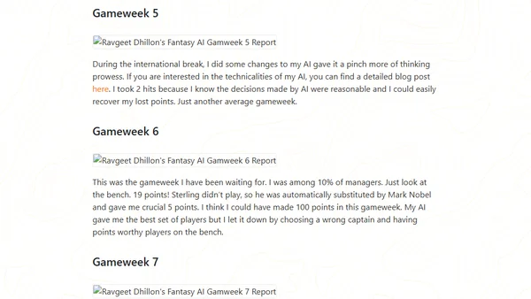 Fantasy Premier League with AI - First 10 Gameweeks Review