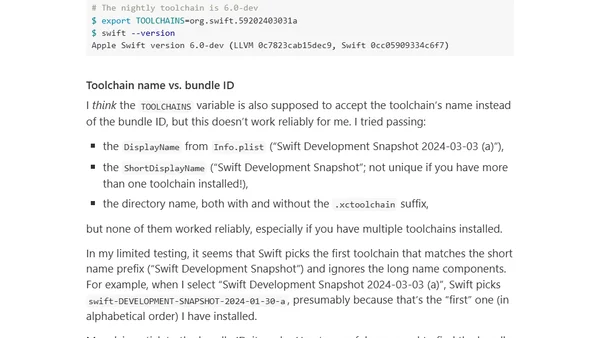 Building with nightly Swift toolchains on macOS