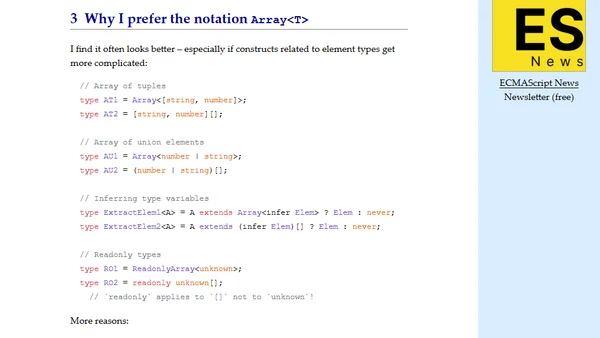 Array type notations: <code>T[]</code> vs. <code>Array<T></code> in TypeScript