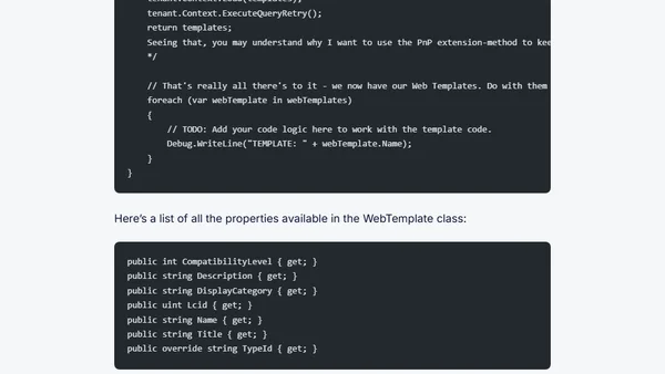 Office 365 Dev Tip - Retrieve all tenant-level WebTemplates in your Office 365 tenant using CSOM