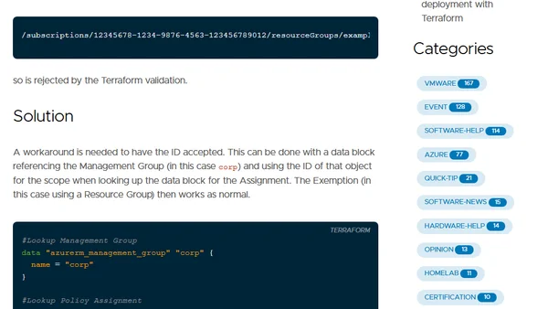 Azure Policy Exemption on Management Group using Terraform.