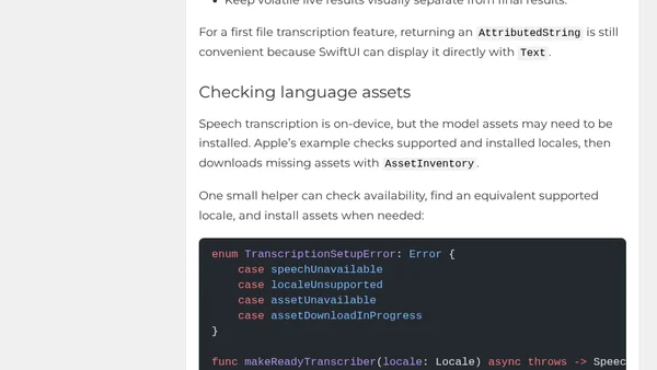 Transcribe Audio With SpeechAnalyzer In Swift