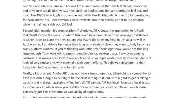 Adobe AIR is a game changer, if people would build for it...
