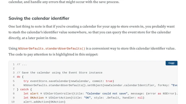 Creating Calendars with Event Kit and Swift