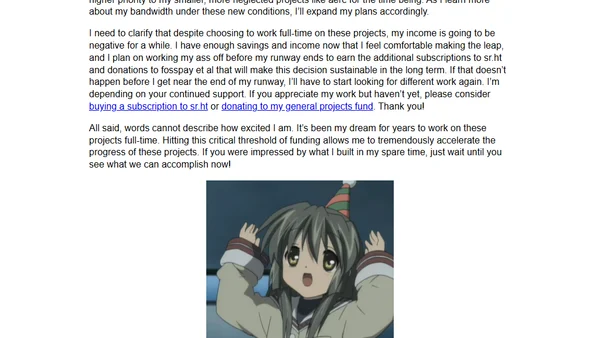 I'm going to work full-time on free software