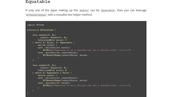How to write unit test assertions for Swift Result values
