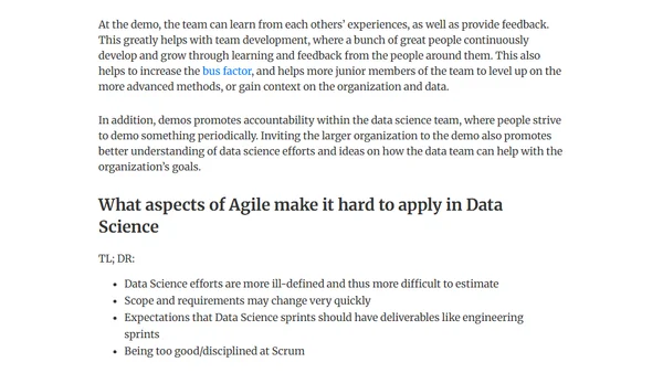 Data Science and Agile (What Works, and What Doesn't)