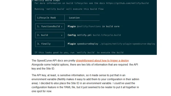 Netlify Build Plugin for SpeedCurve