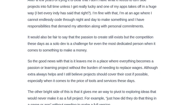 Time off from personal projects is healthy