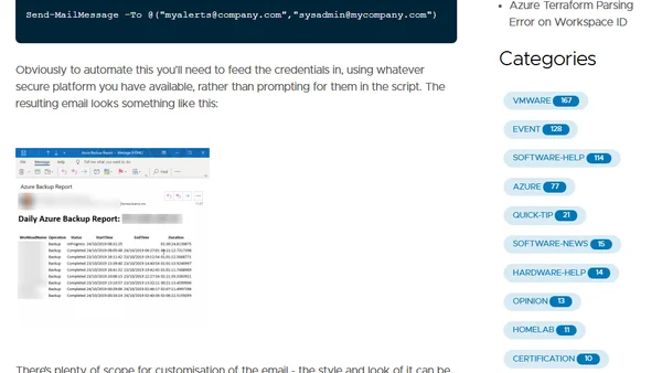Azure: Email a Backup Report with PowerShell and Office365