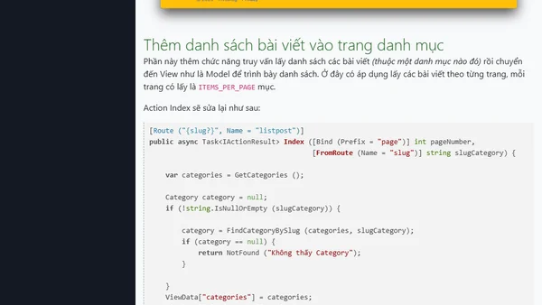 (ASP.NET Core MVC) Xây dựng ứng dụng mẫu - Trang hiện thị các bài viết (phần 4)