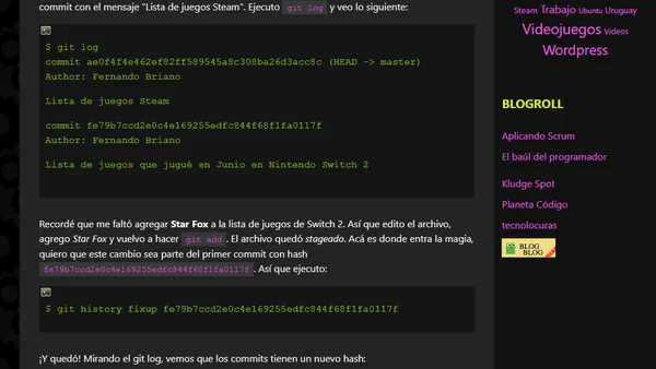 Nuevo comando Git: git history fixup