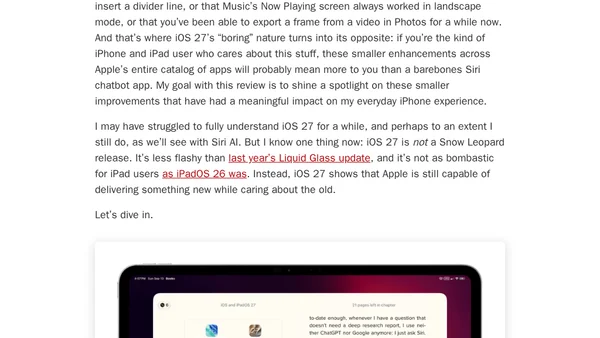 iOS and iPadOS 27: The MacStories Review