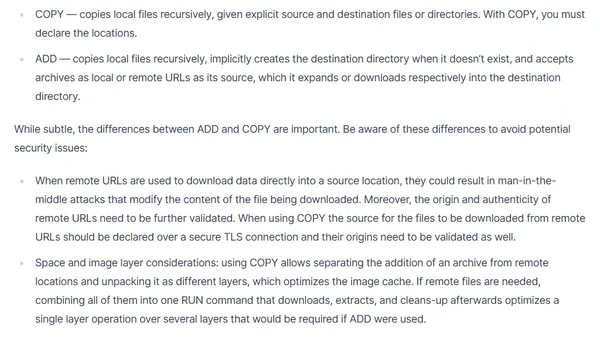 Why you should use COPY instead of ADD when building Docker images