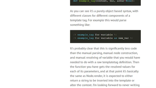 Towards a Better Template Tag Definition Syntax