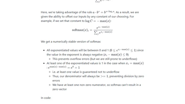 Numerically Stable Softmax and Cross Entropy