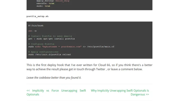 Cloud 66 Postfix Deploy Hook