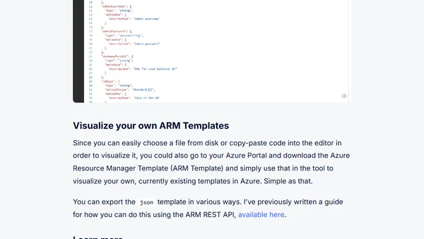 Azure Resource Manager Template Visualisation with ARMVIZ