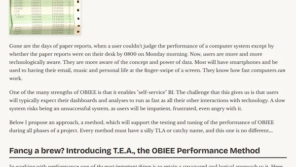 Performance and OBIEE - part I - Introduction