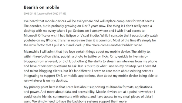 Bearish on mobile