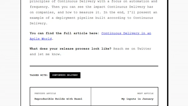 Continuous Delivery in an Agile World