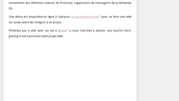 Recréez l'interface de la Nintendo DS en CSS avec ds.css