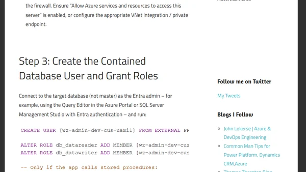 Connect Azure App Service to Azure SQL Database Using a User-Assigned Managed Identity (Python + pyodbc)