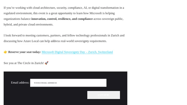 Speaking at the Microsoft Digital Sovereignty Day – Zurich, Switzerland 2026
