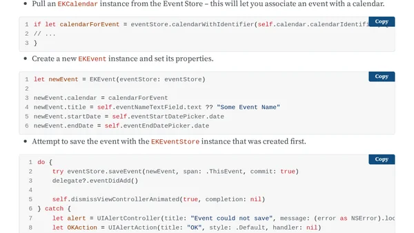 Creating Calendar Events with Event Kit and Swift