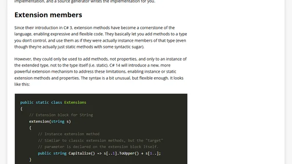 Interesting new C# 14 features coming with .NET 10