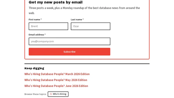 Who’s Hiring Database People? August 2026 Edition