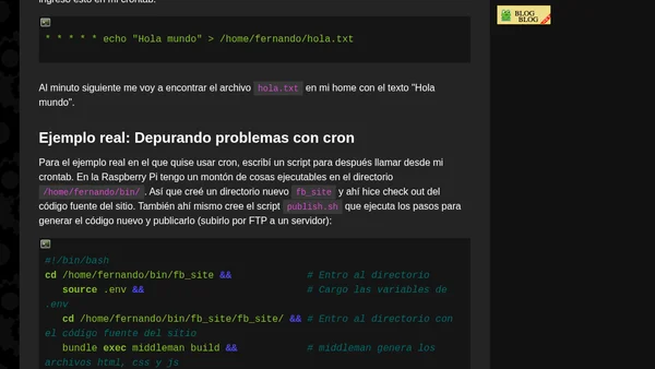 Programando y depurando tareas con Cron