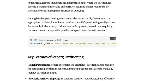 Partitioning Practices in Apache Hive and Apache Iceberg