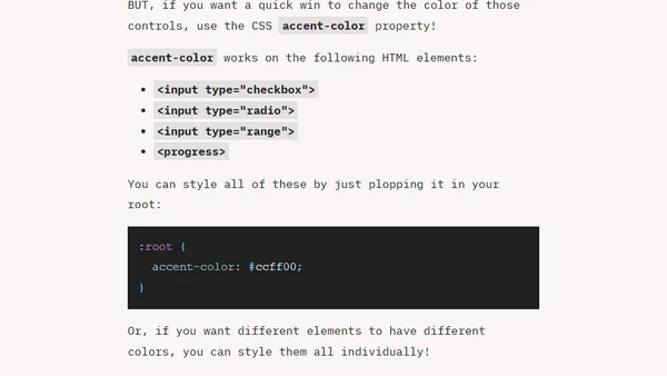 Use CSS accent-color to style your inputs