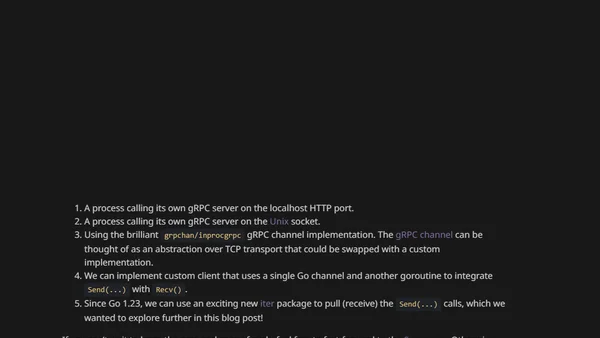 Optimizing in-process gRPC with Go 1.23 Iterators and Coroutines