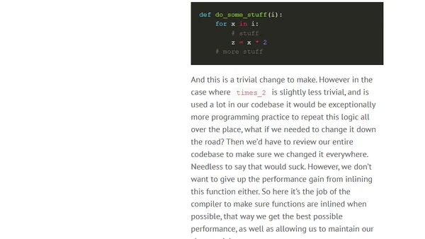 Optimising compilers are there so that you can be a better programmer