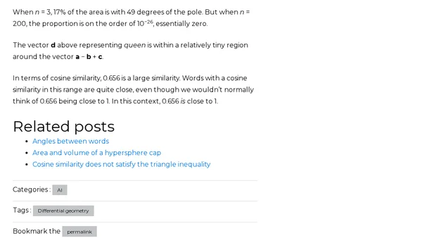 What counts as a large cosine similarity?