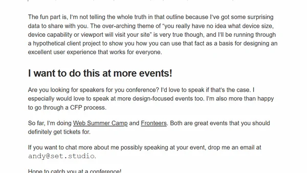 I’m doing a new talk and looking to do it at more events