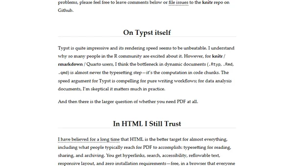 Preliminary Support for Typst in knitr