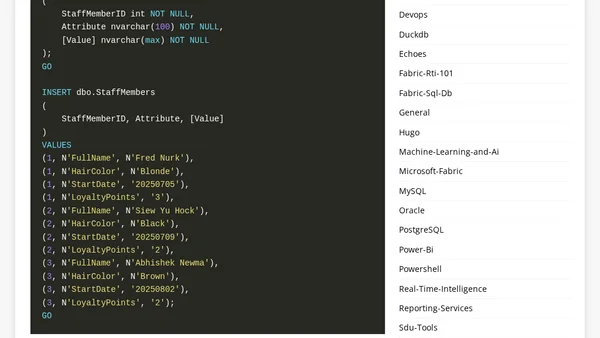 SQL: Design - Entity Attribute Value Tables (Part 1) - Why?
