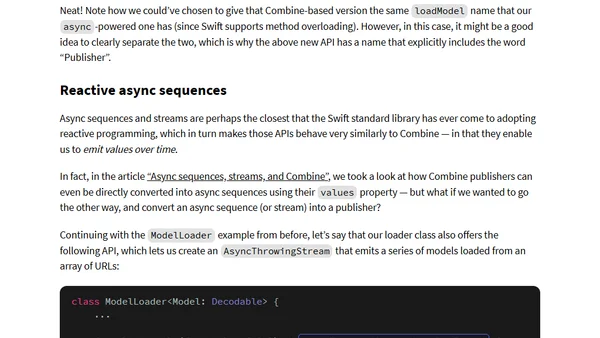 Creating Combine-compatible versions of async/await-based APIs