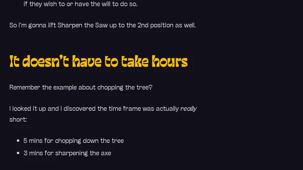 Sharpen The Saw — Only 3 Mins