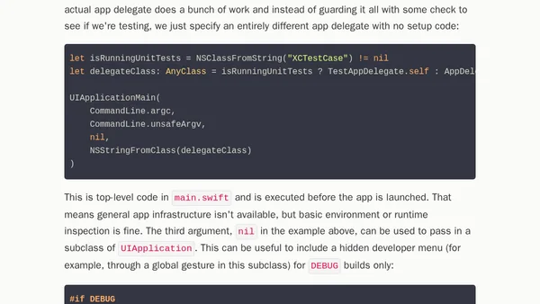 UIApplicationMain can choose an app delegate at runtime