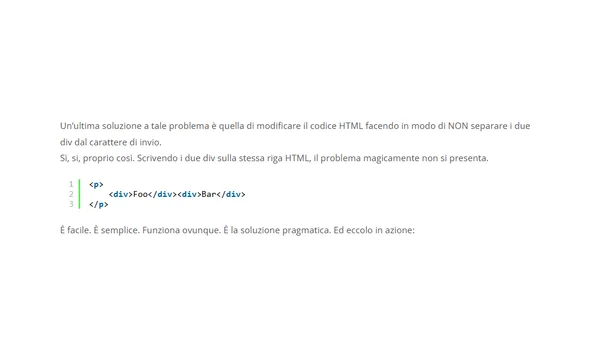 Come posso rimuovere lo spazio tra due elementi inline-block?
