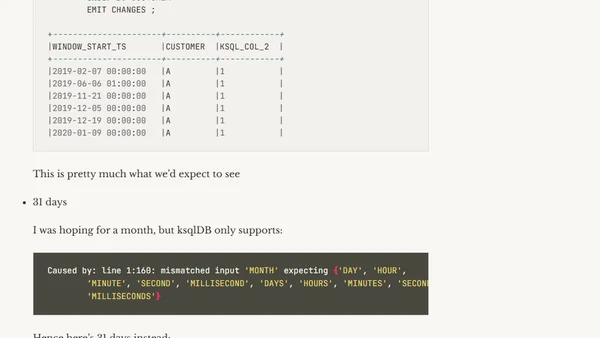 Exploring ksqlDB window start time