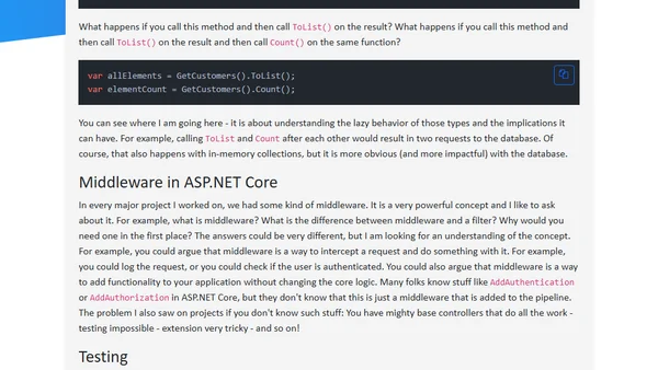 Questions I asked as .NET interviewer