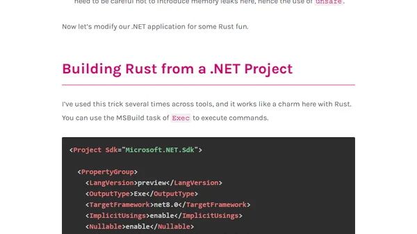 Working with Rust Libraries from C# .NET Applications