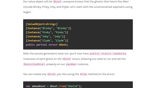 Vogen and Value Objects with C# and .NET