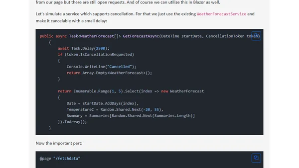 Blazor with CancellationToken support