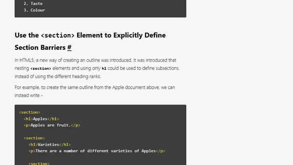 Using Heading Elements to Create a Document Outline
